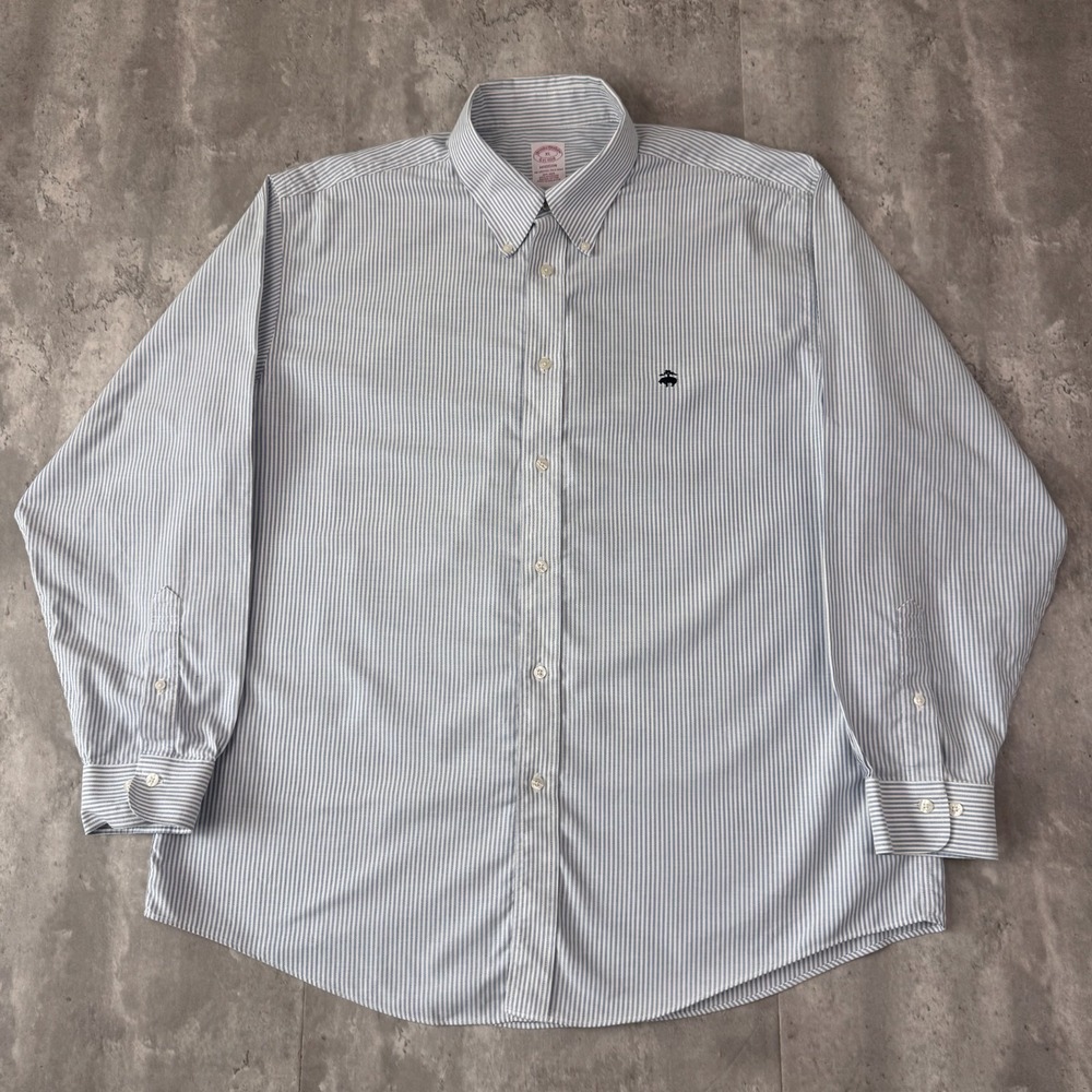 Brooks Brothers Madison Shirt Mens XL Blue Striped Non Iron Supima Button Down